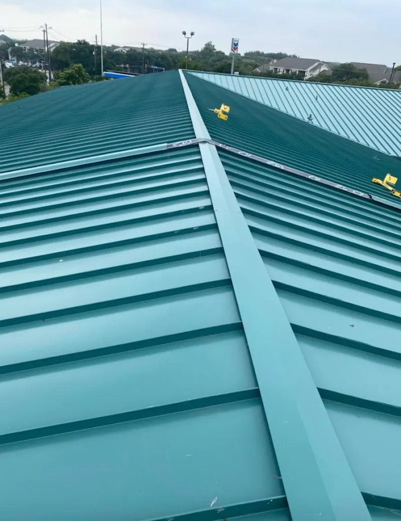 Green commercial metal roof ridge and valley for Metal Roof Repair in Ewa Villages